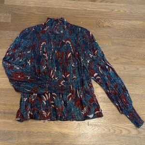 Ulla Johnson Blue and Red Floral Blouse